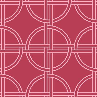 Kırmızı ve soluk pembe geometrik süsleme. Web, Tekstil ve duvar kağıtları için seamless modeli