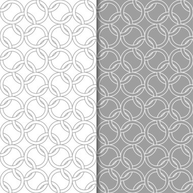Gri ve beyaz geometrik süsler. Web, Tekstil ve duvar kağıtları için dikişsiz desen seti