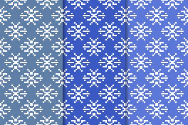 Mavi geometrik süsler. Web, Tekstil ve duvar kağıtları için dikey Dikişsiz desen seti