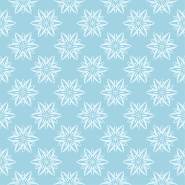 Mavi zemin üzerine beyaz çiçek desenli. Tekstil ve duvar kağıtları için sorunsuz süsleme