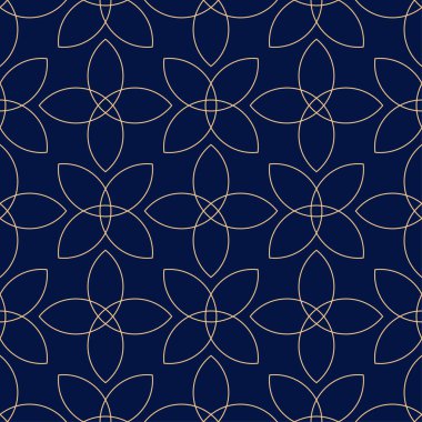 Altın mavi geometrik süsleme. Web, Tekstil ve duvar kağıtları için seamless modeli