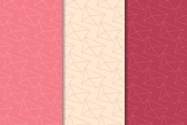 Kiraz kırmızısı geometrik süsler. Web, Tekstil ve duvar kağıtları için dikey Dikişsiz desen seti