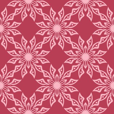 Çiçek tasarım kırmızı zemin üzerine. Tekstil ve duvar kağıtları için seamless modeli