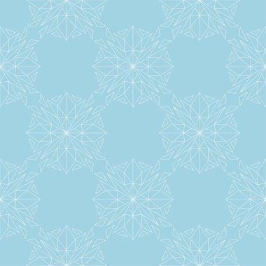 Mavi zemin üzerine beyaz çiçekler. Tekstil ve duvar kağıtları için süs seamless modeli