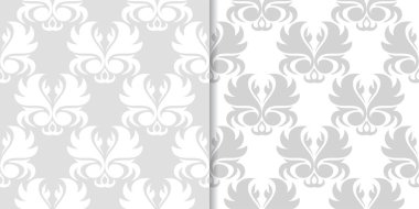 Işık gri çiçek süsler. Tekstil ve duvar kağıtları için dikişsiz desen seti