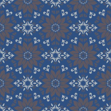 Sorunsuz çiçek desenli. Koyu mavi arka plan duvar kağıtları, Tekstil ve kumaş için çiçek tasarımları ile