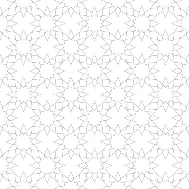 Gri beyaz geometrik süsleme üzerine. Web, Tekstil ve duvar kağıtları için seamless modeli