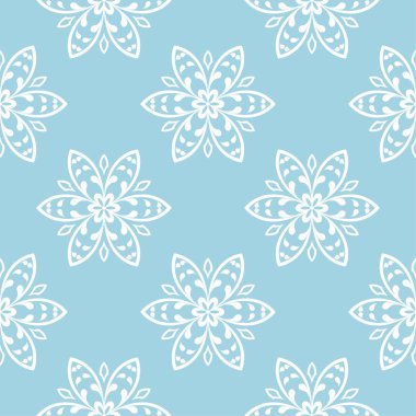 Mavi ve beyaz çiçek süsleme. Tekstil ve duvar kağıtları için seamless modeli