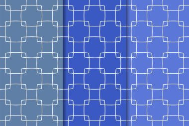 Mavi geometrik süsler. Web, Tekstil ve duvar kağıtları için dikey Dikişsiz desen seti