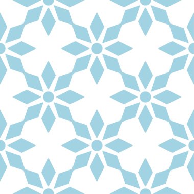 Beyaz zemin üzerine mavi çiçek süsleme. Tekstil ve duvar kağıtları için seamless modeli