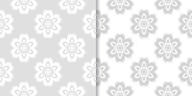 Işık gri çiçek arka planlar. Tekstil ve duvar kağıtları için dikişsiz desen seti
