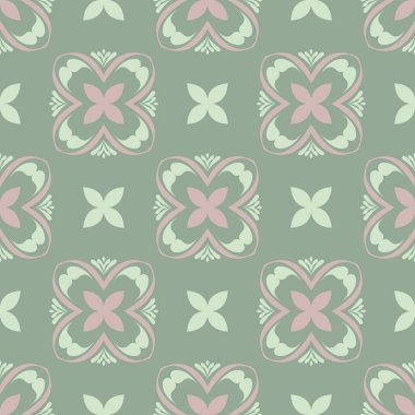 Zeytin yeşili çiçek Dikişsiz desen soluk pembe elemanları ile. Arka plan duvar kağıtları, Tekstil ve kumaş için çiçek tasarımları ile