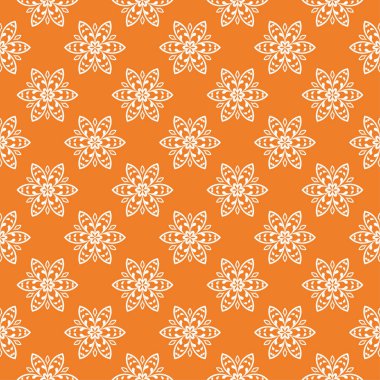 Turuncu ve beyaz çiçek süsleme. Tekstil ve duvar kağıtları için seamless modeli