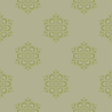 Zeytin yeşili ve gri çiçek süsleme. Tekstil ve duvar kağıtları için seamless modeli