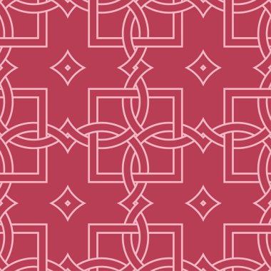 Kırmızı ve soluk pembe geometrik süsleme. Web, Tekstil ve duvar kağıtları için seamless modeli