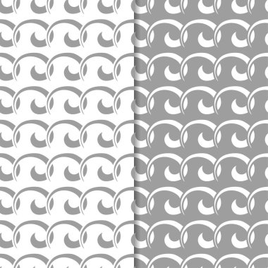 Gri ve beyaz geometrik süsler. Web, Tekstil ve duvar kağıtları için dikişsiz desen seti