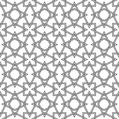 Beyaz arka planda siyah geometrik seamless modeli. Süsleme için web, Tekstil ve duvar kağıtları