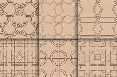 Kahverengi geometrik desenler. Kesintisiz dokular topluluğu