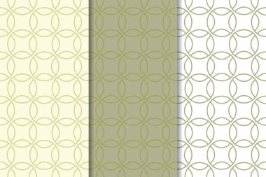 Zeytin yeşili ve beyaz geometrik süsler. Web, Tekstil ve duvar kağıtları için dikey Dikişsiz desen seti