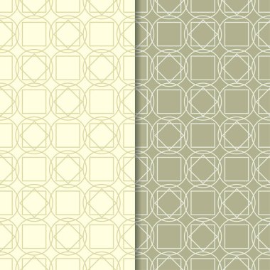 Zeytin yeşili geometrik süsler. Web, Tekstil ve duvar kağıtları için dikişsiz desen seti