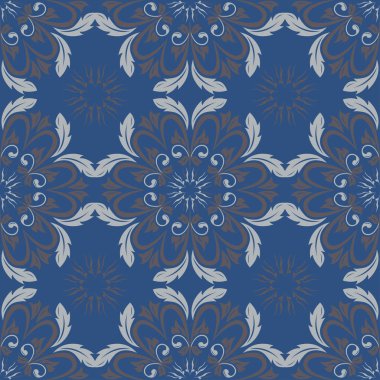 Mavi çiçek sorunsuz arka plan. Tasarım deseni duvar kağıtları, Tekstil ve kumaş çiçek öğeleri