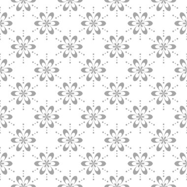 Beyaz arka plan üzerine açık gri çiçek süsleme. Tekstil ve duvar kağıtları için seamless modeli