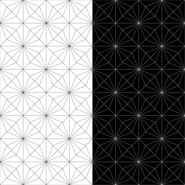 Siyah ve beyaz geometrik süsler. Web, Tekstil ve duvar kağıtları için dikişsiz desen seti