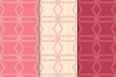 Geometrik süsler kümesi. Web, Tekstil ve duvar kağıtları için kiraz kırmızı Dikişsiz desen