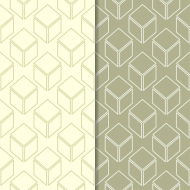 Zeytin yeşili geometrik süsler. Web, Tekstil ve duvar kağıtları için dikişsiz desen seti