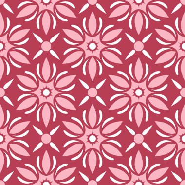 Kırmızı çiçek seamless modeli. Soluk kırmızı ve bej renkli arka plan duvar kağıtları, Tekstil ve kumaş için