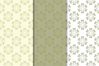 Zeytin yeşili çiçek arka planlar. Tekstil ve duvar kağıtları için dikişsiz desen seti