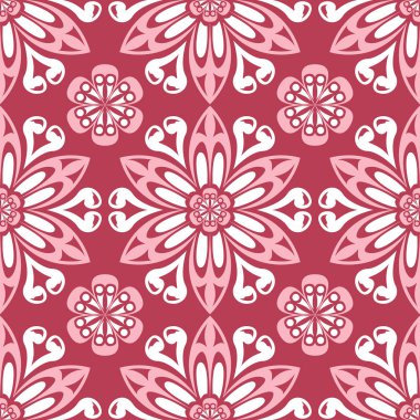 Çiçek kırmızı sorunsuz arka plan bej desenli. Arka plan duvar kağıtları, Tekstil ve kumaş için