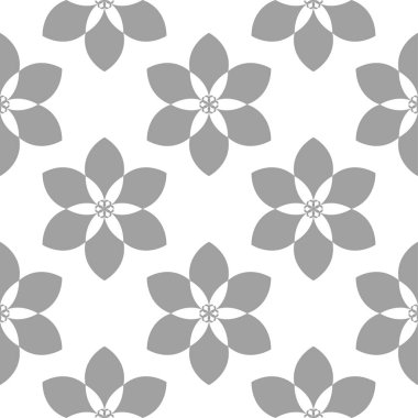 Beyaz arka plan üzerine açık gri çiçek süsleme. Tekstil ve duvar kağıtları için seamless modeli