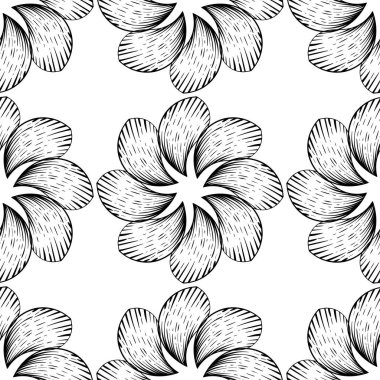 Beyaz arka planda siyah çiçek süsleme. Tekstil ve duvar kağıtları için seamless modeli