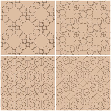 Geometrik desenler. Sorunsuz arka plan bej ve kahverengi kümesi. Vektör çizim.