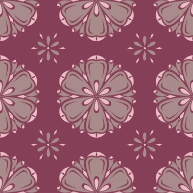 Çiçek seamless modeli. Mor kırmızı arka plan duvar kağıtları, Tekstil ve kumaş çiçek tasarım öğeleri ile