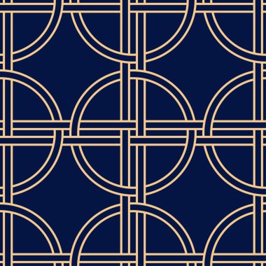 Altın mavi geometrik süsleme. Web, Tekstil ve duvar kağıtları için seamless modeli