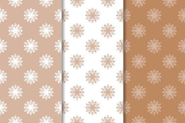 Kahverengi çiçek arka planlar. Tekstil ve duvar kağıtları için dikişsiz desen seti