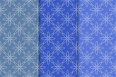 Çiçek süsler kümesi. Mavi dikey Dikişsiz desen. Duvar kağıdı arka plan