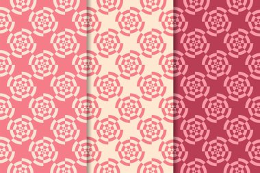 Kiraz kırmızısı geometrik süsler. Web, Tekstil ve duvar kağıtları için dikey Dikişsiz desen seti