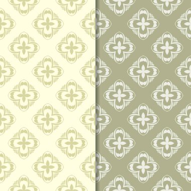 Zeytin yeşili çiçek arka planlar. Tekstil ve duvar kağıtları için dikişsiz desen seti