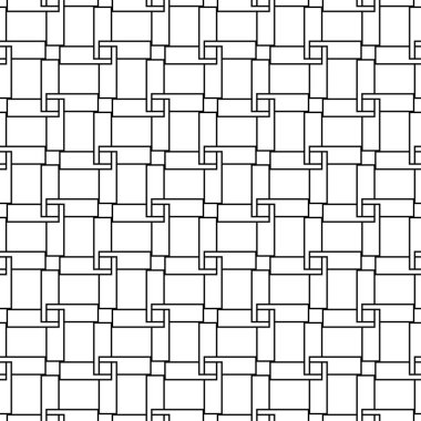 Beyaz arka planda siyah geometrik süsleme. Web, Tekstil ve duvar kağıtları için seamless modeli