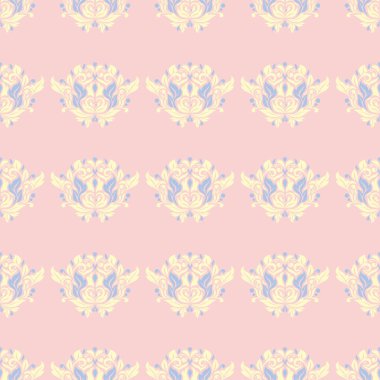 Çiçek sorunsuz arka plan. Duvar kağıtları, Tekstil ve kumaş için pembe, mavi ve sarı çiçek deseni