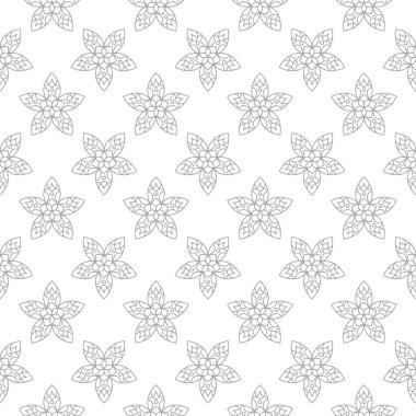 Beyaz arka plan üzerine açık gri çiçek süsleme. Tekstil ve duvar kağıtları için seamless modeli