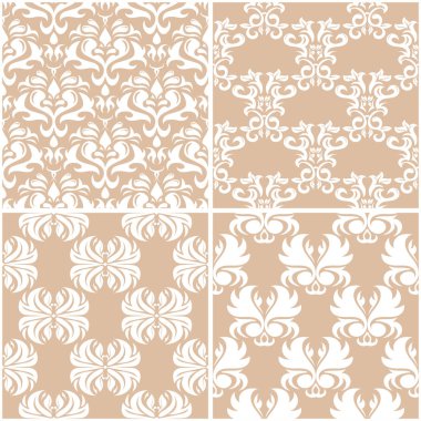 Çiçek desenleri. Sorunsuz arka plan bej ve beyaz dizi. Vektör çizim