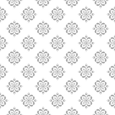 Beyaz arka plan üzerine açık gri çiçek tasarım. Tekstil ve duvar kağıtları için seamless modeli