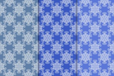 Mavi çiçekli süsler. Duvar kağıtları ve kumaşlar için dikey Dikişsiz desen seti