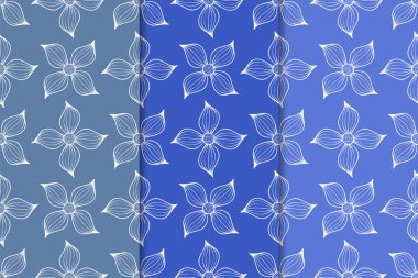 Çiçek süsler kümesi. Mavi dikey Dikişsiz desen. Duvar kağıdı arka plan