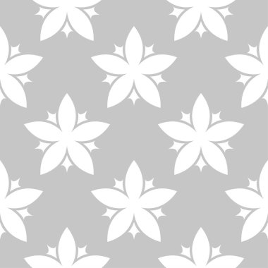 Gri arka plan üzerinde beyaz çiçek süsleme. Tekstil ve duvar kağıtları için seamless modeli