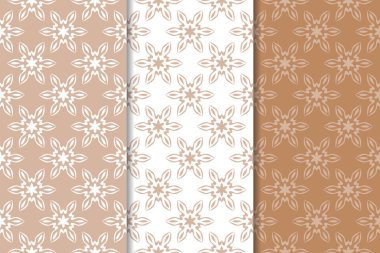 Kahverengi çiçek arka planlar. Tekstil ve duvar kağıtları için dikişsiz desen seti